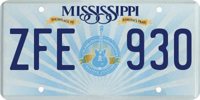 MS license plate ZFE930