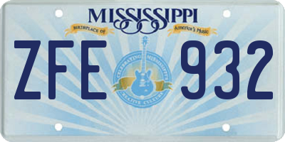 MS license plate ZFE932