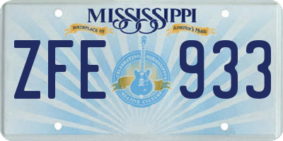MS license plate ZFE933