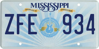 MS license plate ZFE934