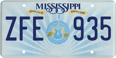 MS license plate ZFE935