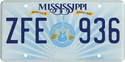 MS license plate ZFE936