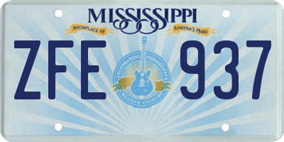 MS license plate ZFE937