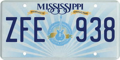 MS license plate ZFE938