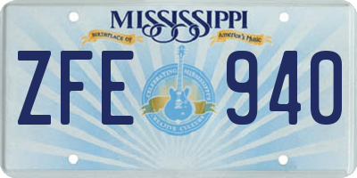 MS license plate ZFE940