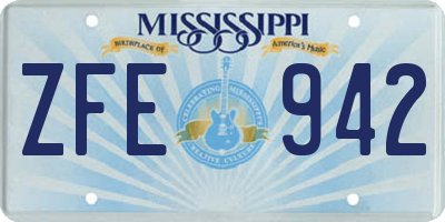 MS license plate ZFE942