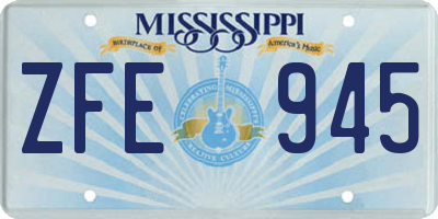 MS license plate ZFE945
