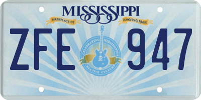 MS license plate ZFE947