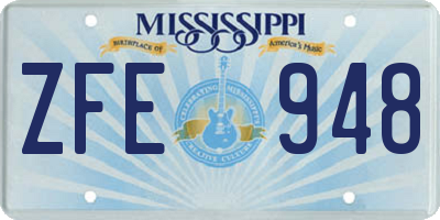 MS license plate ZFE948
