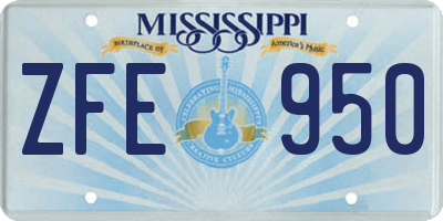 MS license plate ZFE950