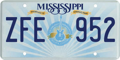 MS license plate ZFE952