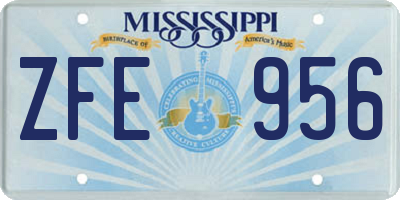 MS license plate ZFE956