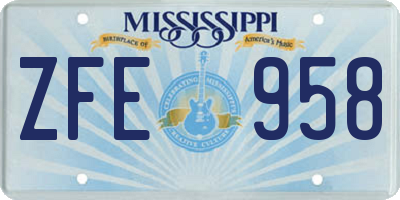 MS license plate ZFE958