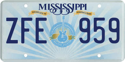 MS license plate ZFE959