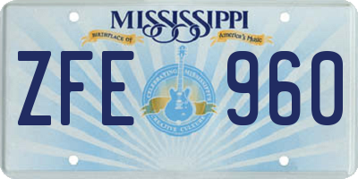 MS license plate ZFE960