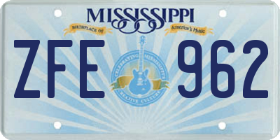 MS license plate ZFE962