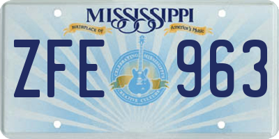 MS license plate ZFE963