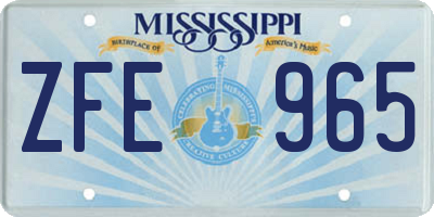 MS license plate ZFE965