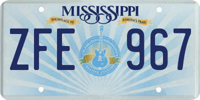 MS license plate ZFE967