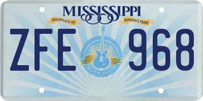 MS license plate ZFE968