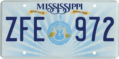 MS license plate ZFE972