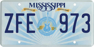 MS license plate ZFE973