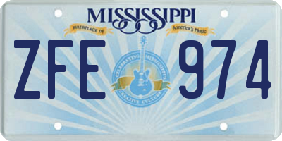 MS license plate ZFE974