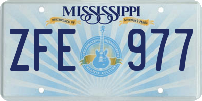 MS license plate ZFE977
