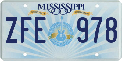 MS license plate ZFE978
