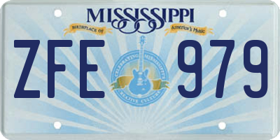 MS license plate ZFE979