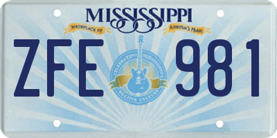 MS license plate ZFE981