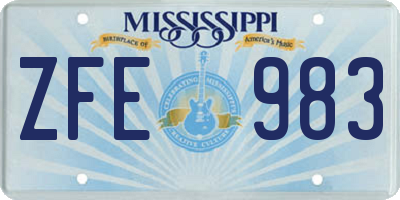 MS license plate ZFE983