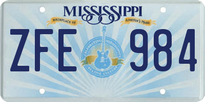 MS license plate ZFE984