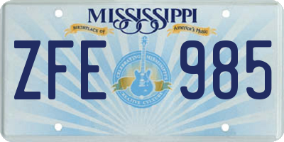 MS license plate ZFE985