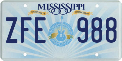MS license plate ZFE988