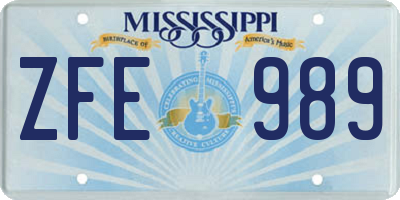 MS license plate ZFE989