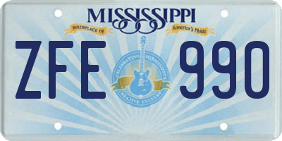 MS license plate ZFE990