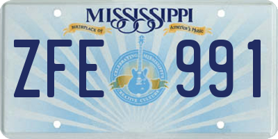 MS license plate ZFE991