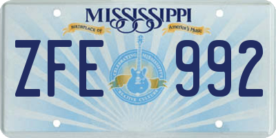 MS license plate ZFE992