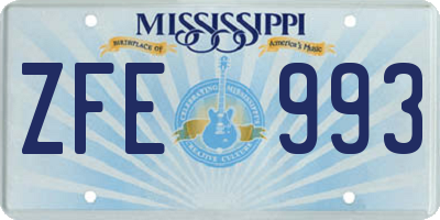 MS license plate ZFE993