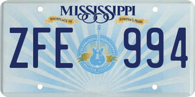 MS license plate ZFE994