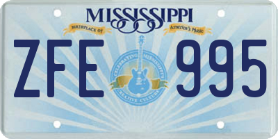 MS license plate ZFE995