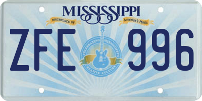 MS license plate ZFE996