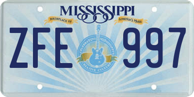 MS license plate ZFE997