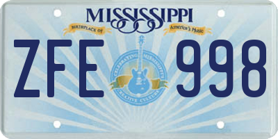 MS license plate ZFE998