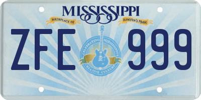 MS license plate ZFE999