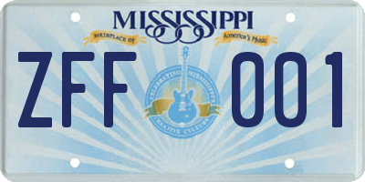 MS license plate ZFF001