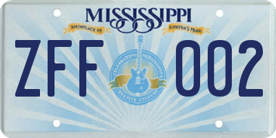 MS license plate ZFF002
