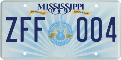 MS license plate ZFF004