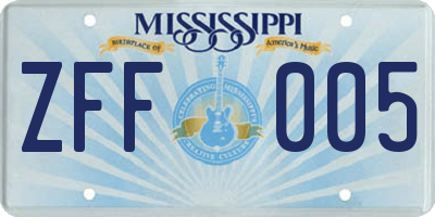 MS license plate ZFF005